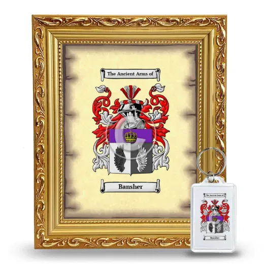Bansher Framed Coat of Arms and Keychain - Gold