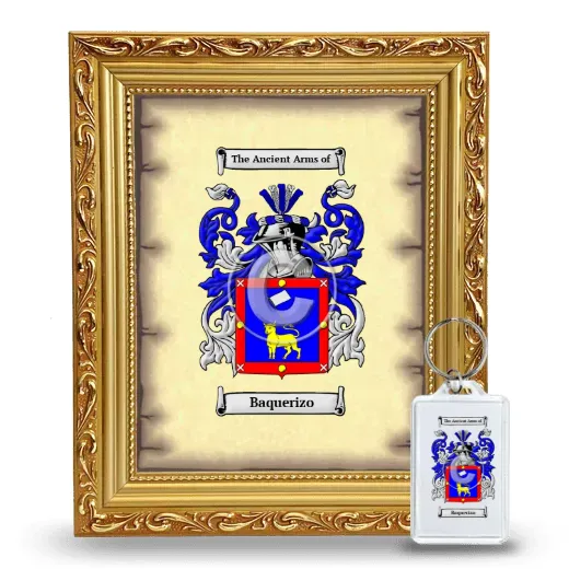 Baquerizo Framed Coat of Arms and Keychain - Gold