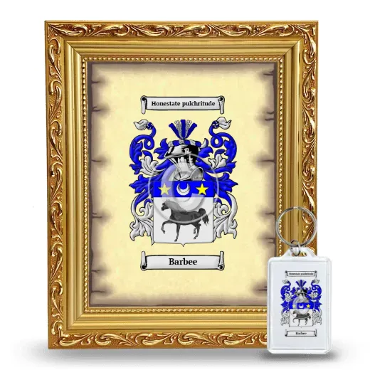 Barbee Framed Coat of Arms and Keychain - Gold