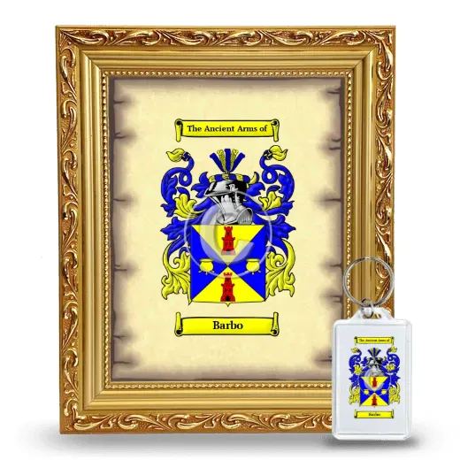 Barbo Framed Coat of Arms and Keychain - Gold