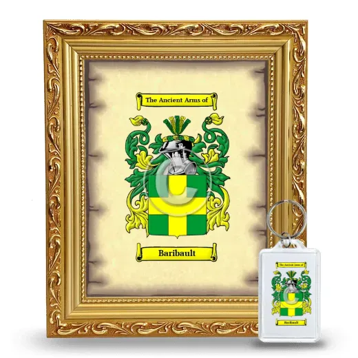 Baribault Framed Coat of Arms and Keychain - Gold
