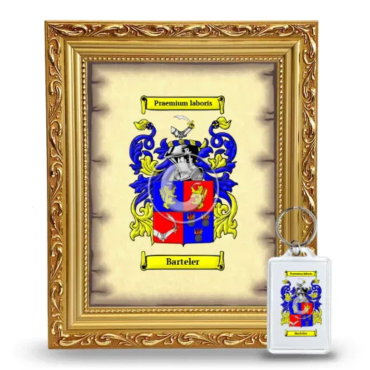Barteler Framed Coat of Arms and Keychain - Gold