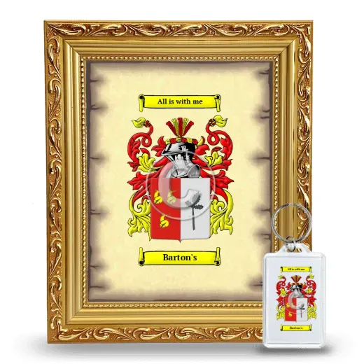 Barton's Framed Coat of Arms and Keychain - Gold