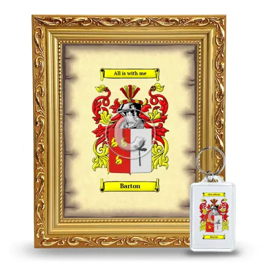 Barton Framed Coat of Arms and Keychain - Gold