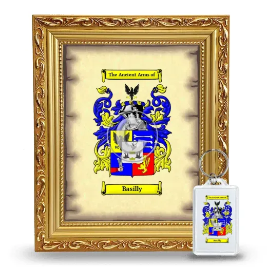 Basilly Framed Coat of Arms and Keychain - Gold