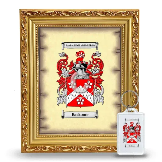 Baskome Framed Coat of Arms and Keychain - Gold