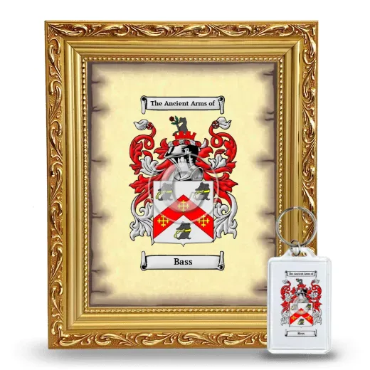 Bass Framed Coat of Arms and Keychain - Gold