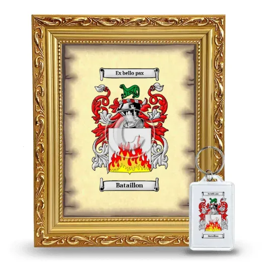 Bataillon Framed Coat of Arms and Keychain - Gold