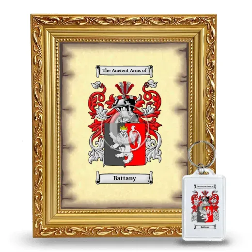Battany Framed Coat of Arms and Keychain - Gold