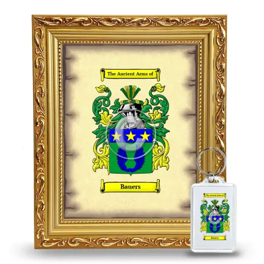 Bauers Framed Coat of Arms and Keychain - Gold