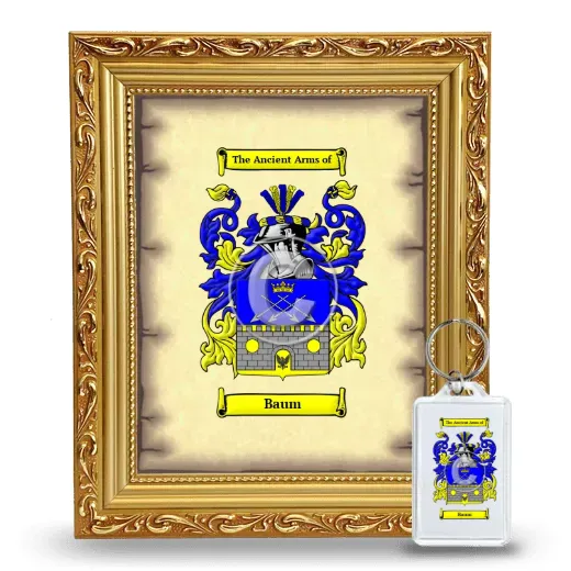 Baum Framed Coat of Arms and Keychain - Gold