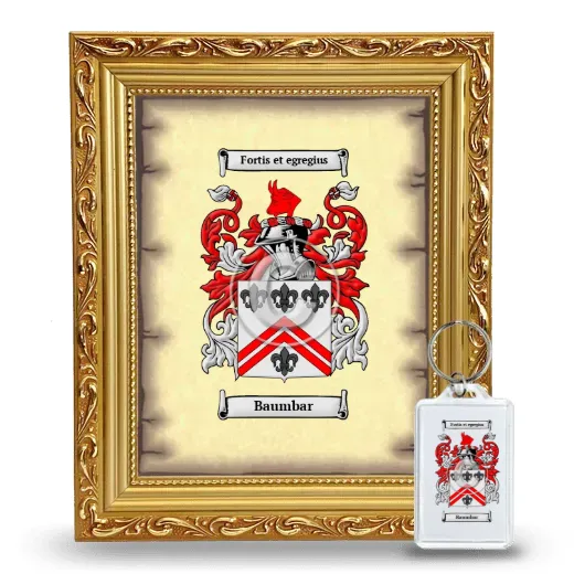 Baumbar Framed Coat of Arms and Keychain - Gold