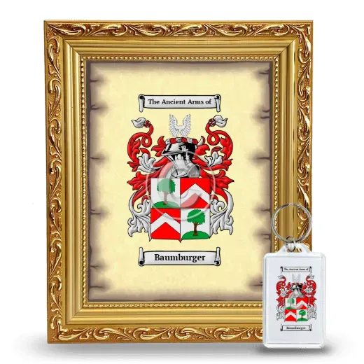 Baumburger Framed Coat of Arms and Keychain - Gold