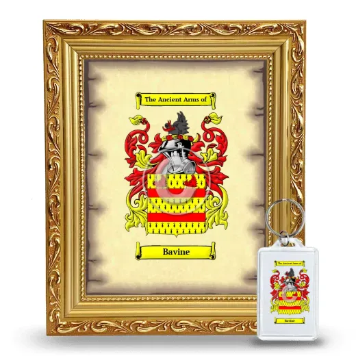 Bavine Framed Coat of Arms and Keychain - Gold