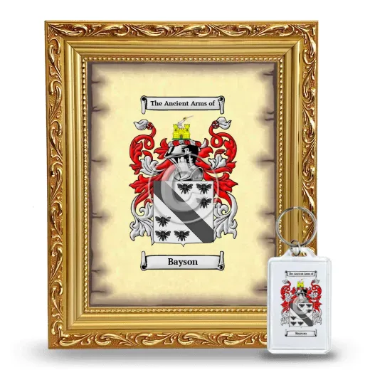 Bayson Framed Coat of Arms and Keychain - Gold