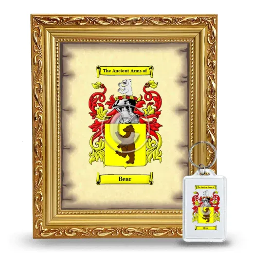 Bear Framed Coat of Arms and Keychain - Gold