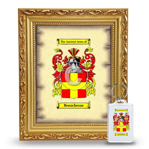 Beauchesne Framed Coat of Arms and Keychain - Gold