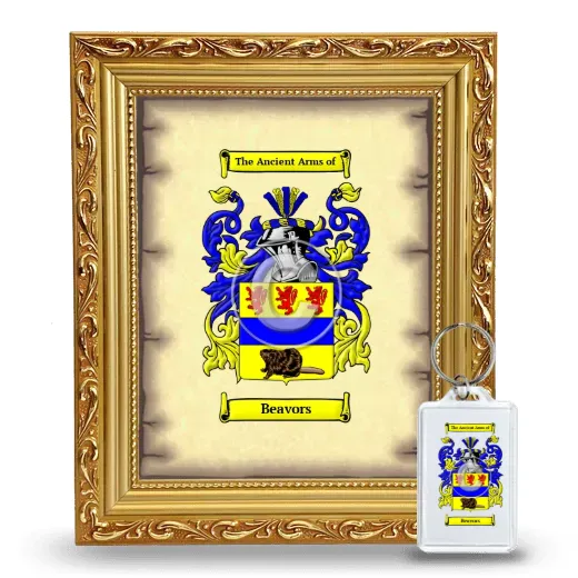 Beavors Framed Coat of Arms and Keychain - Gold