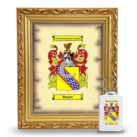 Beayer Framed Coat of Arms and Keychain - Gold