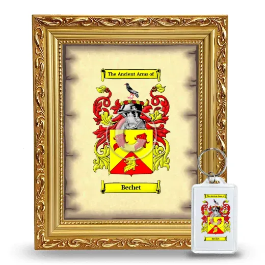 Bechet Framed Coat of Arms and Keychain - Gold