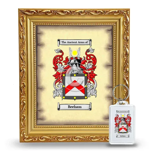 Beeham Framed Coat of Arms and Keychain - Gold