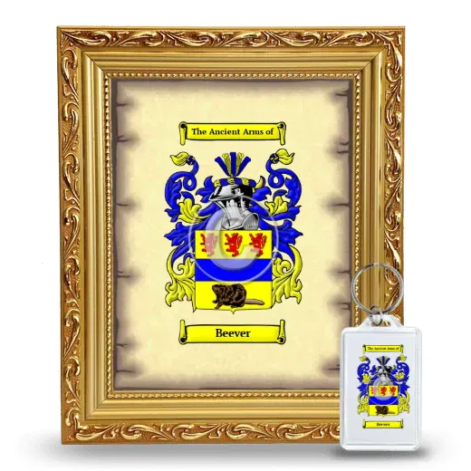 Beever Framed Coat of Arms and Keychain - Gold