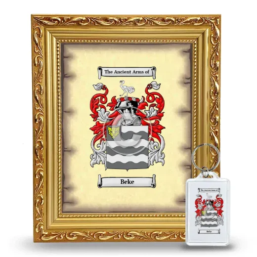 Beke Framed Coat of Arms and Keychain - Gold