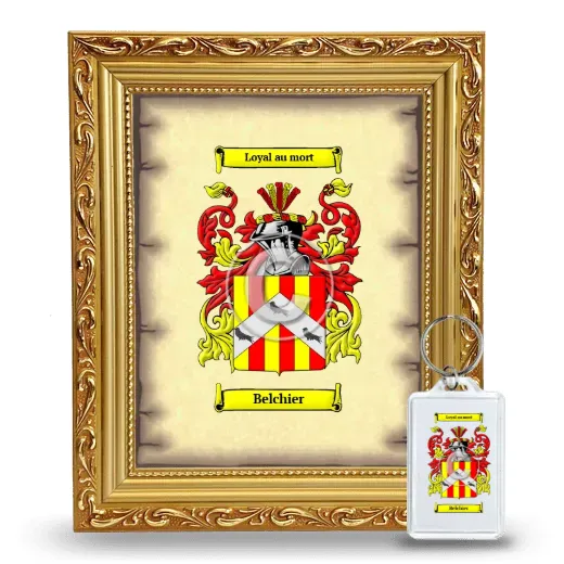 Belchier Framed Coat of Arms and Keychain - Gold