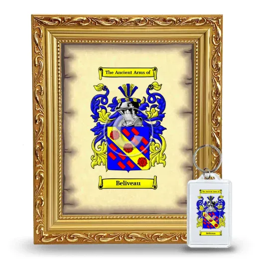 Beliveau Framed Coat of Arms and Keychain - Gold