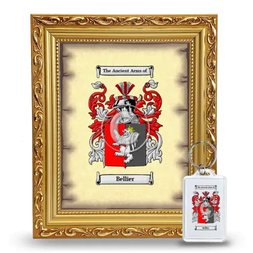Bellier Framed Coat of Arms and Keychain - Gold