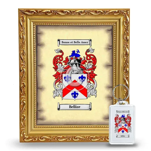 Bellize Framed Coat of Arms and Keychain - Gold