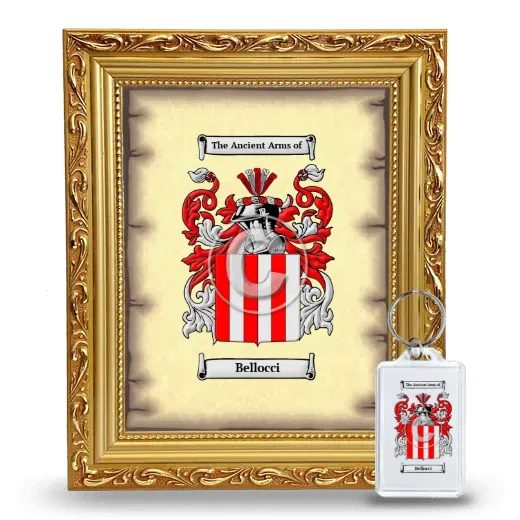 Bellocci Framed Coat of Arms and Keychain - Gold