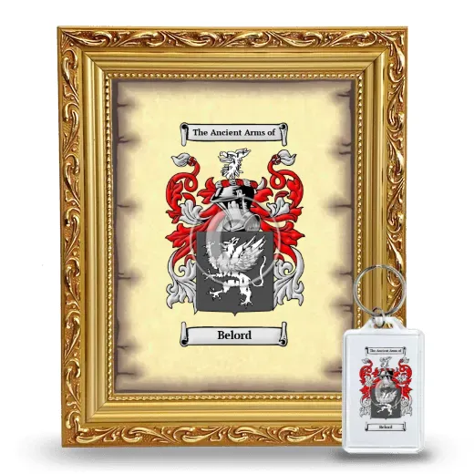 Belord Framed Coat of Arms and Keychain - Gold