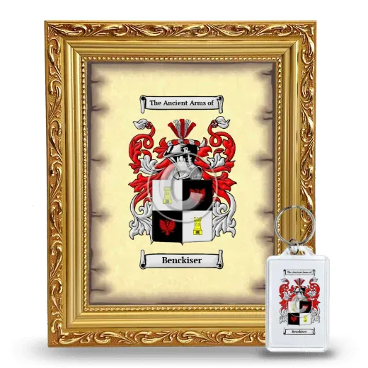 Benckiser Framed Coat of Arms and Keychain - Gold
