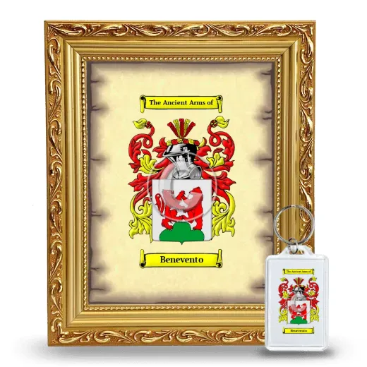 Benevento Framed Coat of Arms and Keychain - Gold