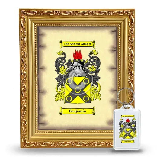 Benjamín Framed Coat of Arms and Keychain - Gold