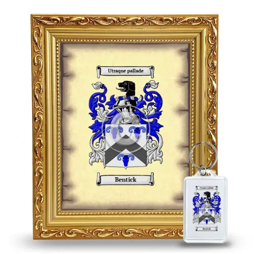 Bentick Framed Coat of Arms and Keychain - Gold