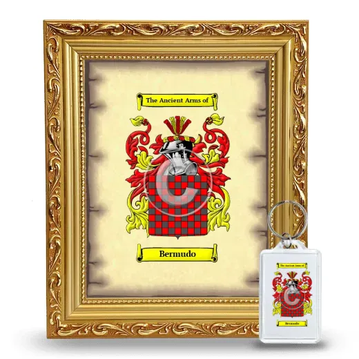 Bermudo Framed Coat of Arms and Keychain - Gold