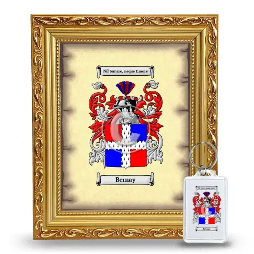 Bernay Framed Coat of Arms and Keychain - Gold