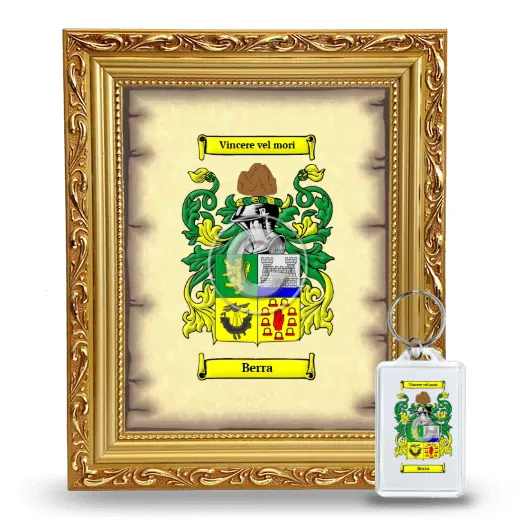 Berra Framed Coat of Arms and Keychain - Gold