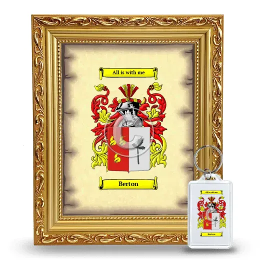 Berton Framed Coat of Arms and Keychain - Gold
