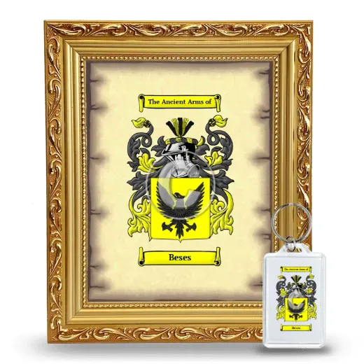 Beses Framed Coat of Arms and Keychain - Gold