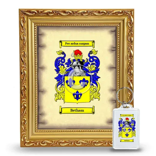 Betham Framed Coat of Arms and Keychain - Gold