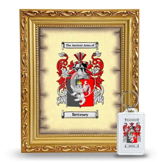 Betteney Framed Coat of Arms and Keychain - Gold