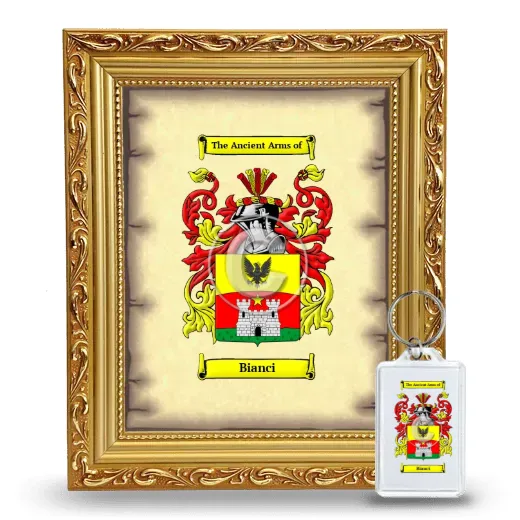 Bianci Framed Coat of Arms and Keychain - Gold