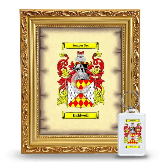 Biddwell Framed Coat of Arms and Keychain - Gold