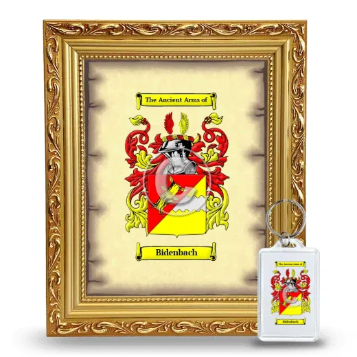 Bidenbach Framed Coat of Arms and Keychain - Gold