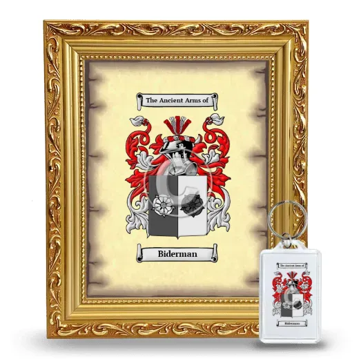 Biderman Framed Coat of Arms and Keychain - Gold