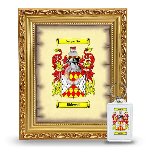 Bidewel Framed Coat of Arms and Keychain - Gold