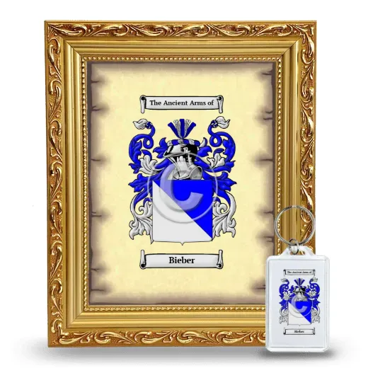 Bieber Framed Coat of Arms and Keychain - Gold